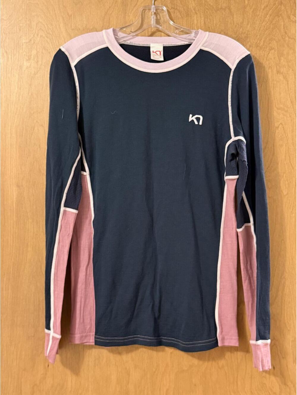 Kari Traa Navy Pink Colorblock Base Layer Long Sleeve Top XL